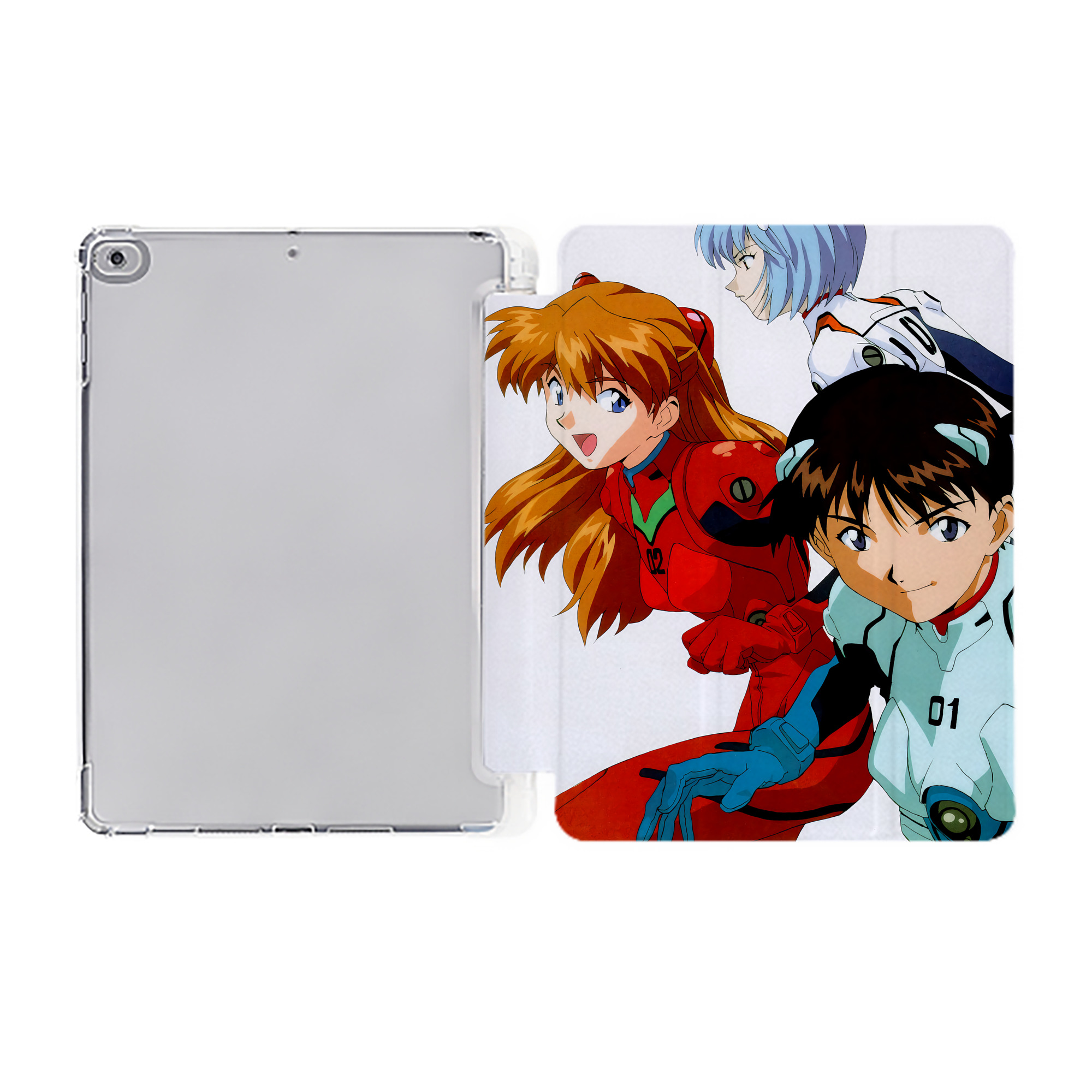 （画像用） EVA 新世紀エヴァンゲリオン IPad ケース ペン収納付き 三つ折りスタンド PUレザー×シリコン 対応機種9.5/10.5/10.9インチ